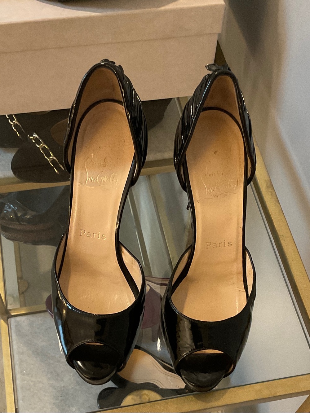 Christian Louboutin Madame Butterfly D’Orsay Black Patent Red Bottom Heels EU 38 - Picture 2 of 15